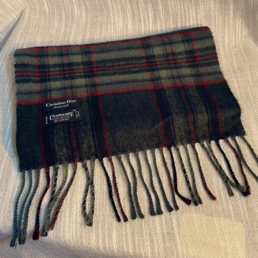 Christian Dior cashmere plaid scarf - Picture 2 of 4